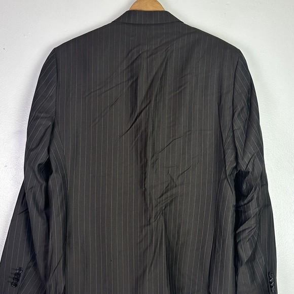 Galante Uomo Super 120s Wool Blazer 46L Brown Stripe Blazer Coat Jacket - Picture 6 of 13